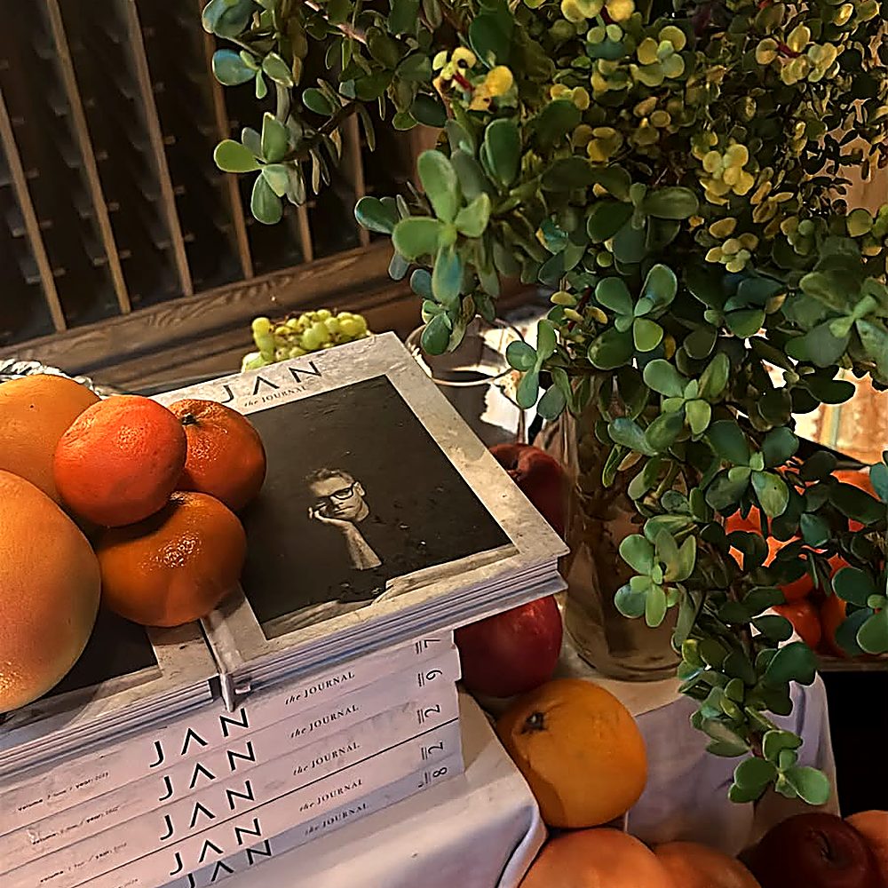 Citrus and copies of JAN the Journal on display at Le Bistrot de JAN