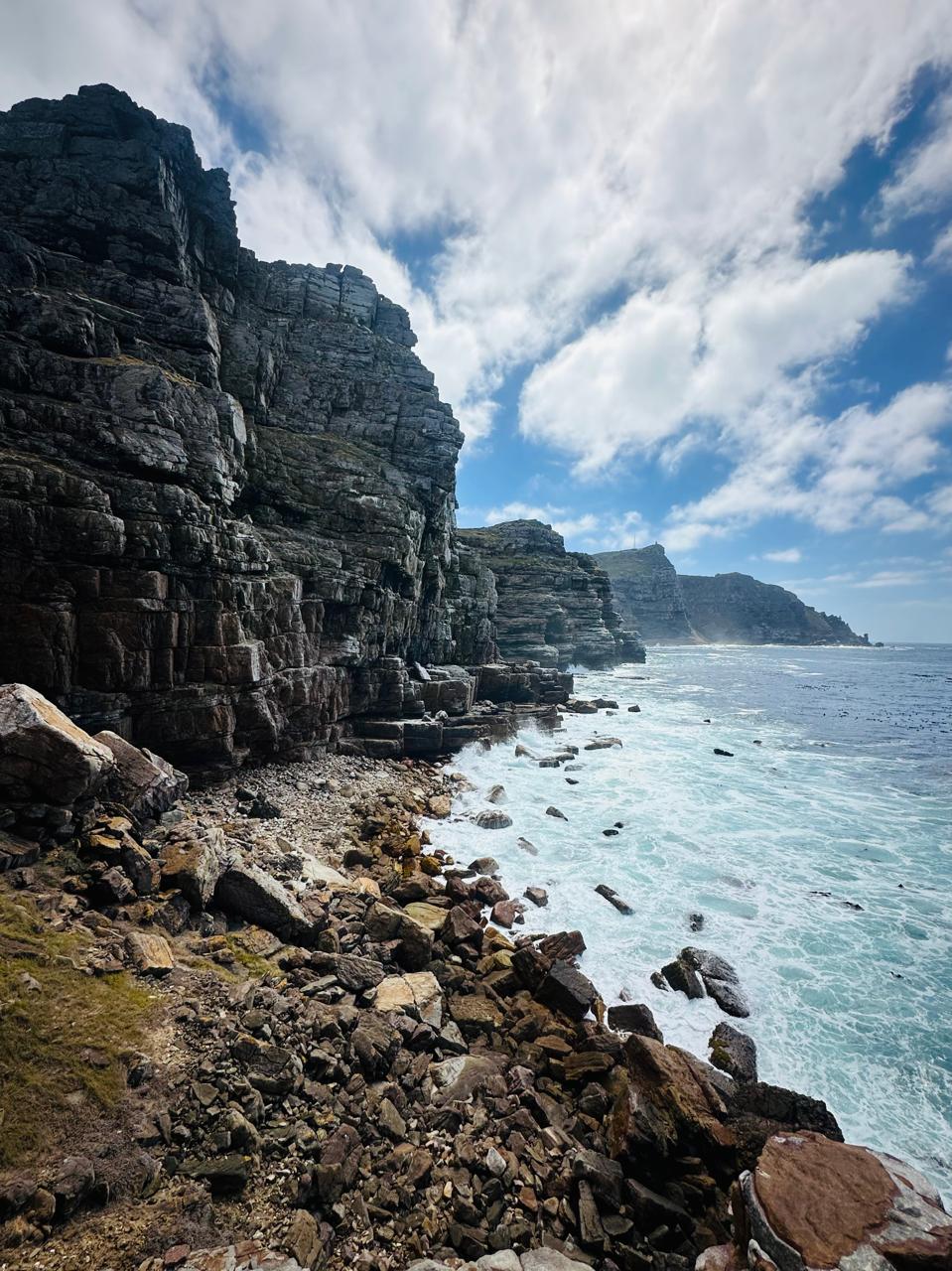Sheer cliffs above the surf at the Cape of Good Hope