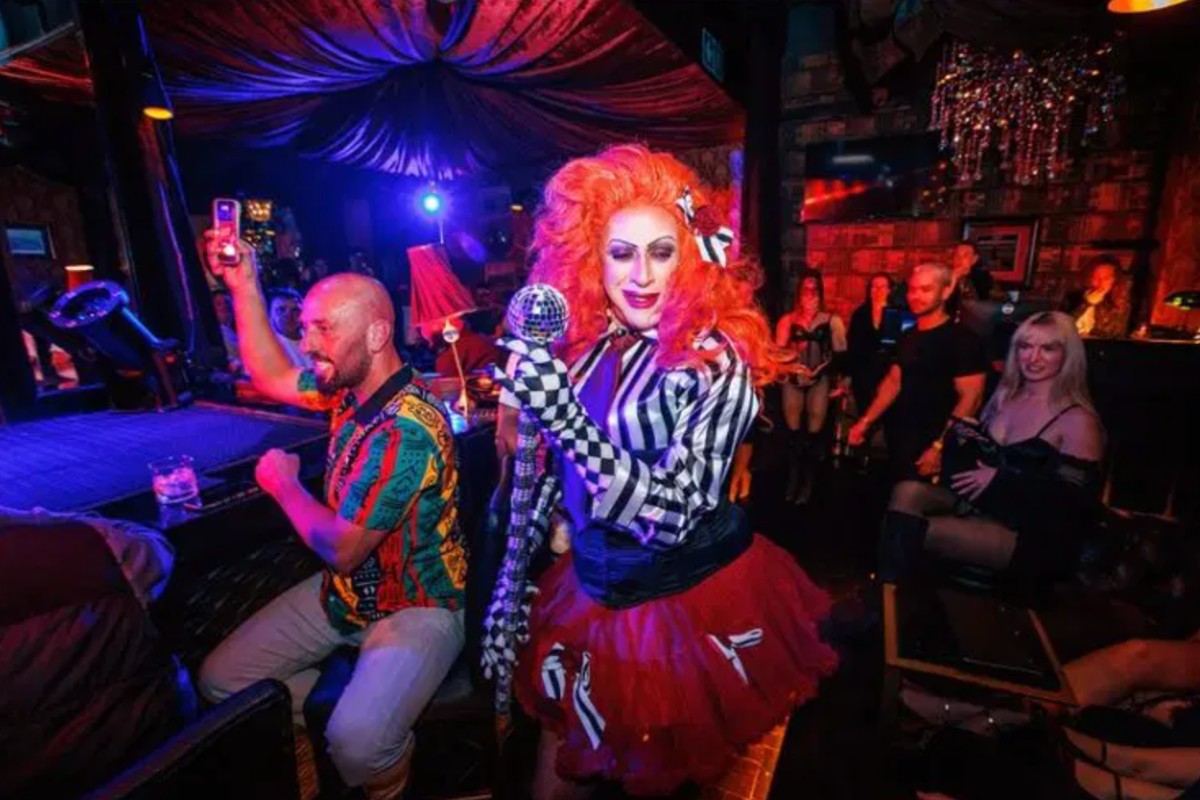 Drag performer at a Halloween show at Mavericks